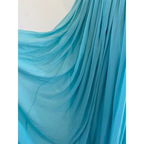 Aidan Mattox embellished aqua strapless poly maxi dress 4 - Picture 4 of 7